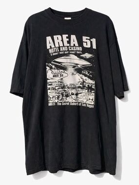 Vintage 1999 Area 51 Hotel Casino Alien Graphic Tee Black XL Y2K
